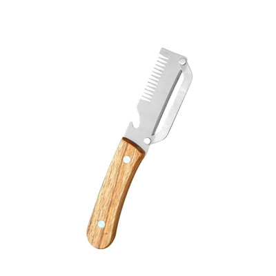 Gemüseschäler aus Edelstahl/Holzgriff,3-in-1 Obst- Flaschenöffner,Küchenschäler