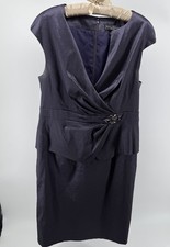 Jessica Howard Evening Dress 16 Purple Sheath Ruched Jeweled Cocktail Formal