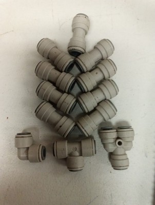 Assorted Size And Style Push To Connect Fittings Lot Of 12 - (Gray)