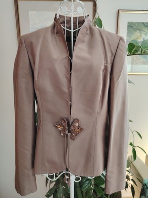 Vera Mont France evening 100 % Seide Silk Blazer Gr. 38 Ungetragen 