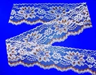 WHITE/GOLD~3 Inch Wide Floral Flat Lace Trim~By 10 Yards