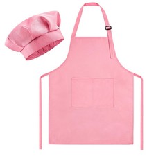 Adjustable Kids Childrens Kitchen Cooking Painting Chef Apron Hat 2 Pockets