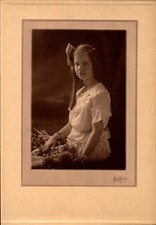 Vintage Found Photograph Young Girl in Dress with Bow Antique Portrait