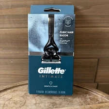 Gillette Intimate Gentle & Easy Men's Pubic Hair Razor with 2 Cartridges New