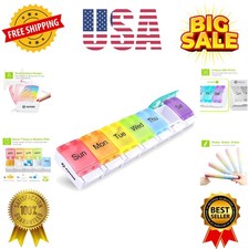 Weekly Pill Organizer Arthritis Friendly, BPA Free Travel 7 Day Pill Box Case...