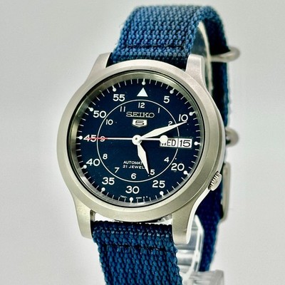 Seiko 5 7S26-02J0 Blue Dial Day Date Automatic Men's Watch Fast Shipping