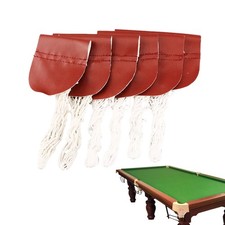 6PCS Leather Snooker Table Net Pockets Set Replacement Billiard Pool Ball Bag