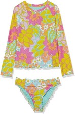 Hobie Ruffle Set Swim Set Multicolor Girls SIze 12 L23607