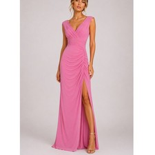 NEW MAC DUGGAL by IEENA Pink Ruched Jersey Gown 2 Formal Long Evening Maxi Dress