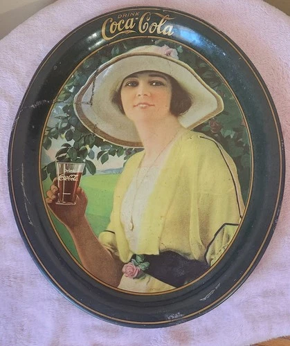 AUTHENTIC COKE COCA COLA 1920 ADVERTISING SERVING TIN TRAY VINTAGE ORIGINAL