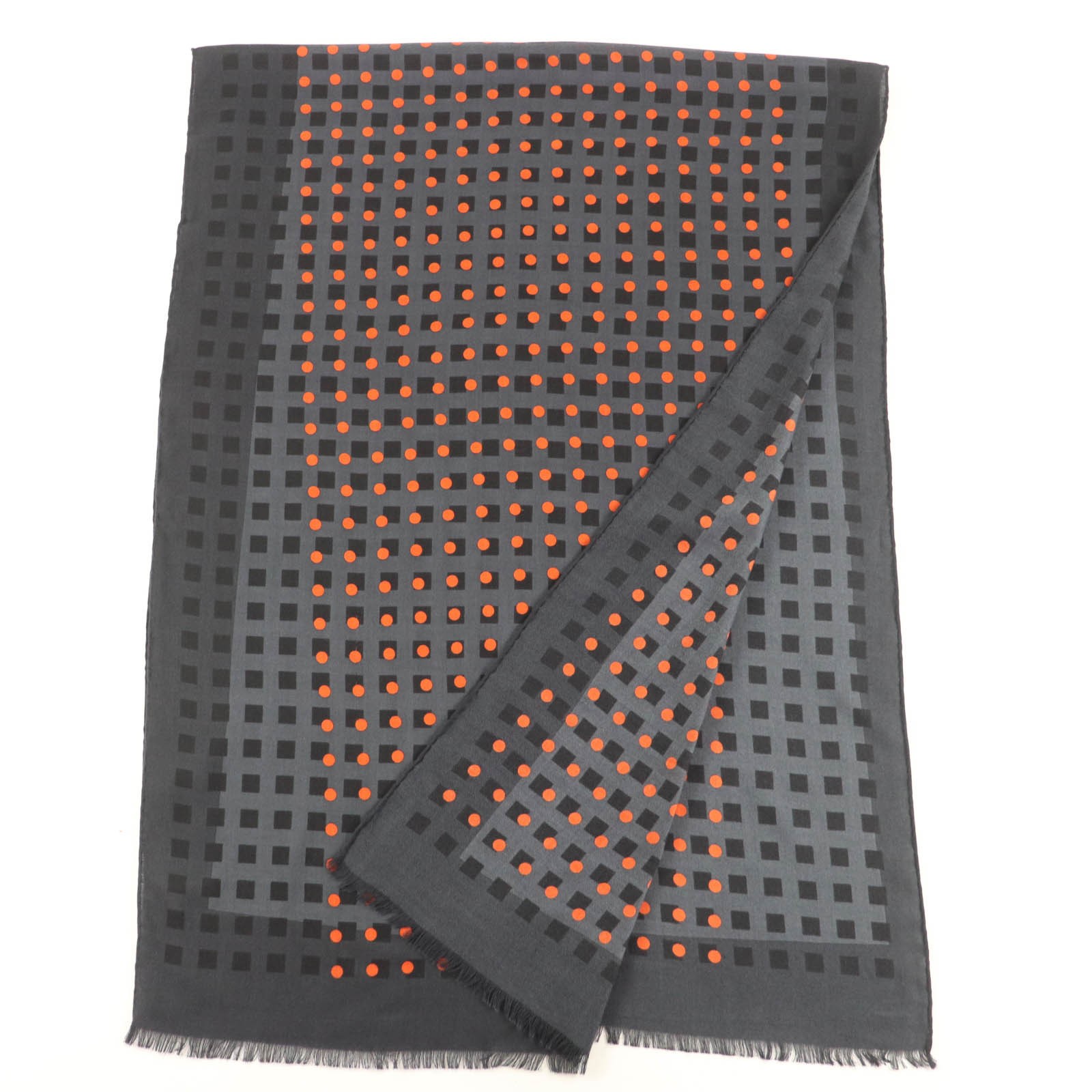 Pristine HERMES Stall Dot design large shawl with… - image 2