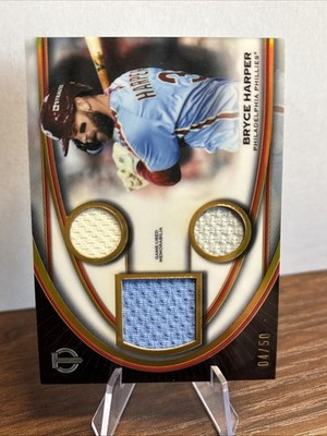 2026 Topps Tribute #TTR-BH Bryce Harper Tribute Triple Relics Gold /50