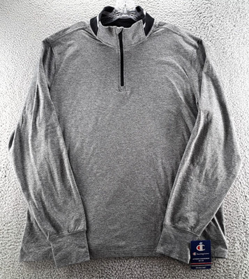 Champion Double Dry 1/4 Zip Pullover Mens XL Gray Running Outdoor City Sport NWT