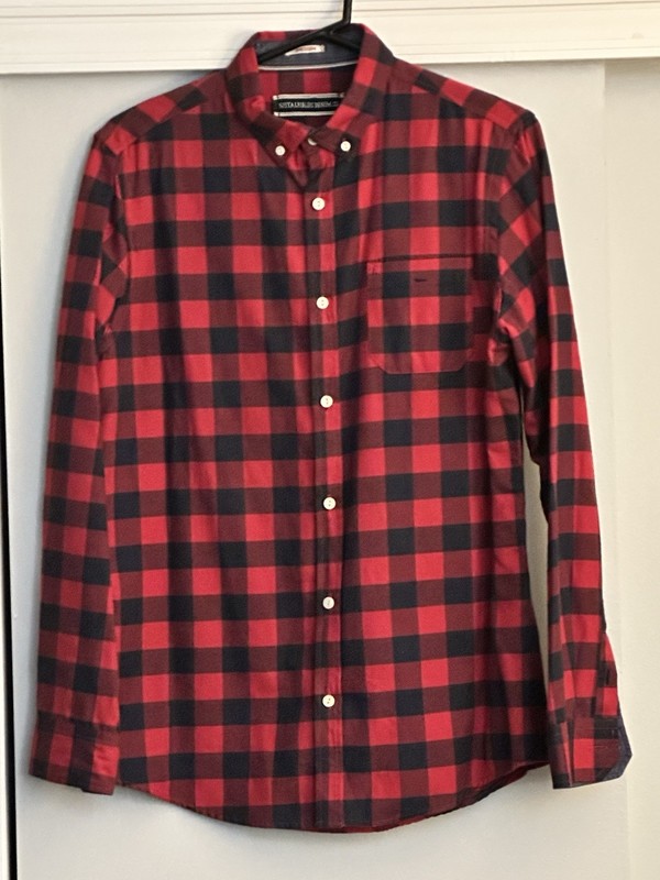 New Spiral Fields Denim Co Shirt Medium Red And Navy