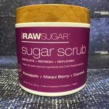 Raw Sugar - Sugar Scrub, Pineapple + Maqui Berry + Coconut, 15 oz
