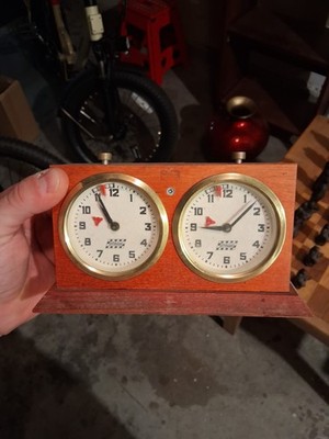 Vintage Jantar USSR Mechanical Chess Clock - Soviet Wooden Analog Timer Case
