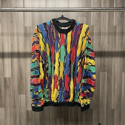 COOGI AUSTRALIA 3Dニット セーター SizeS Authentic Vintage Coogi Australia 3D Abstract Knit Mens Sweater