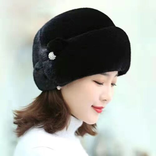 Winter Warm Hat Soft Fluffy Faux Fur Trimmed Caps Fashion Beanie Hat Gifts R2 - Bild 12 von 14