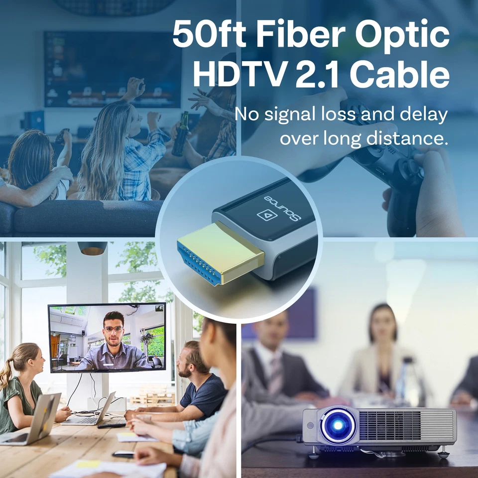 MMOBIEL HDTV 8K Fiber Optic Cable 15m 48Gbps Ultra High Speed 8K@60Hz Black - Image 2 of 4