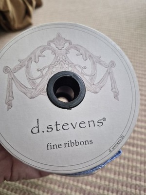 New d.stevens Designer Ribbon Blue and White Stripe Wired Luxury Spool- 10 Yards