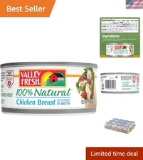Ready-to-Eat Canned Chicken Breast in Water - 10 Oz Pack of 12 x 9g Protein