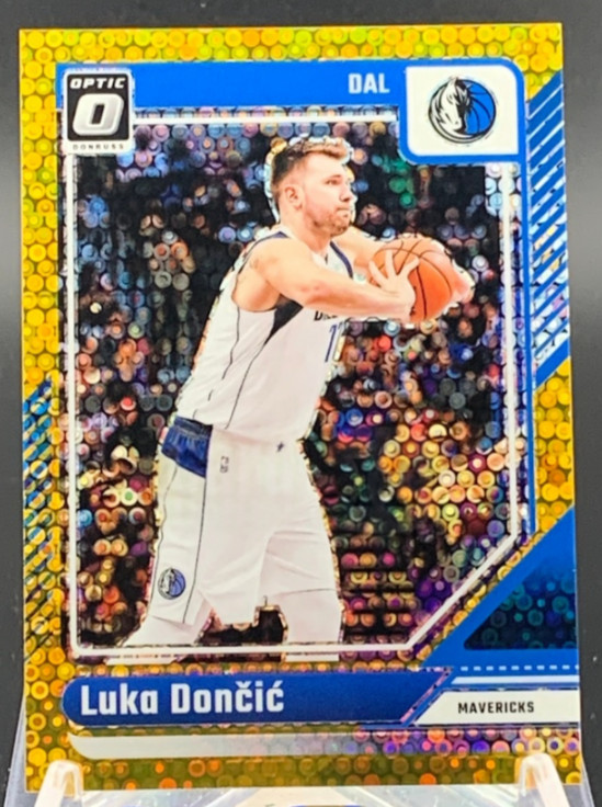 Luka Doncic 2024-25 Panini Donruss Optic 08/10 Gold Disco Mavericks #214
