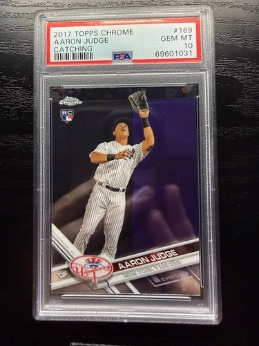 2017 Topps Chrome Aaron Judge #169 Catching RC PSA 10 GEM MINT Yankees Rookie