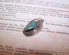 NAVAJO Native American Sterling Silver Green Turquoise Pendant w/Feather Detail — photo 3