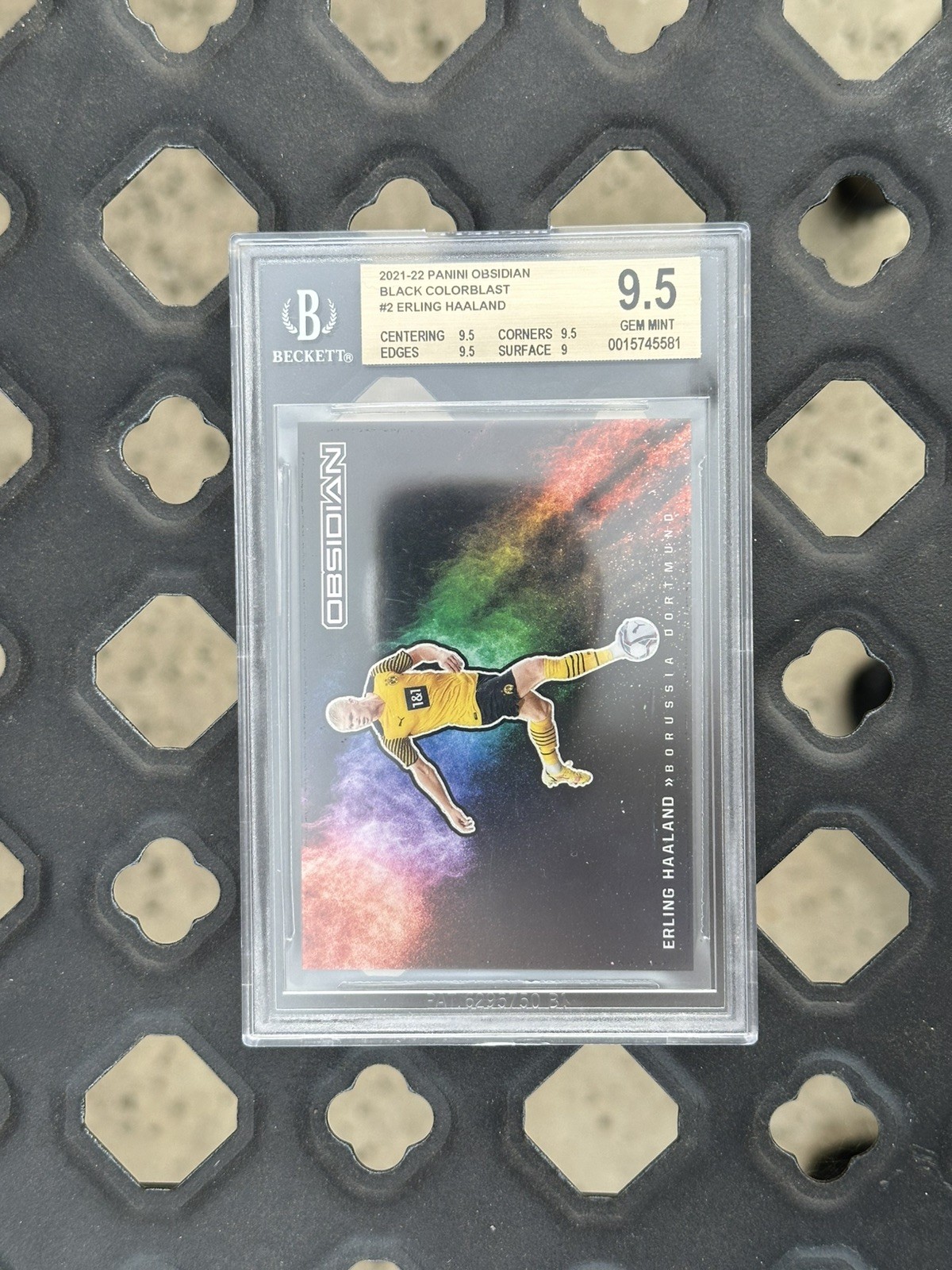 2021-22 Panini Obsidian Erling Haaland #2 Black Color Blast Case Hit SSP BGS 9.5