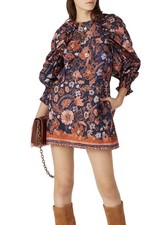 Ulla Johnson Size 10 • Devya Blue Orange Long Sleeve Dress