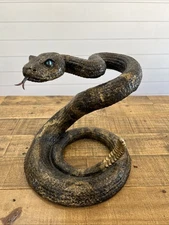 REALISTIC COILED RATTLESNAKE RESIN FIGURE STATUE. PRANKS GARDEN DECOR Large!