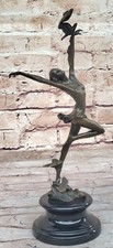Art Deco Heavenly Flying Pose HotCast Bronze Sculpture Marble Base Statue Figure