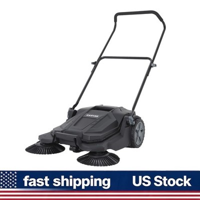 Manual Push 25.6'' Walk Behind Hand Push Floor Sweeper for Walkway Yard