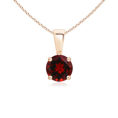Angara 5 mm Natürlicher Granat Anhänger Halskette für Frauen in 14K Massivgold (AAAA)
