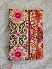 VERA BRADLEY Paperback BOOK COVER - FOLKLORIC Orange Pink Green Mod Flowers