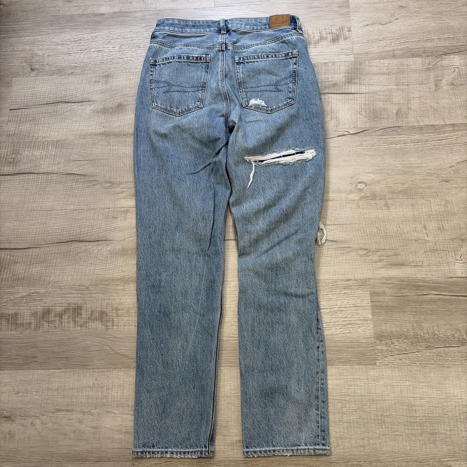 EUC American Eagle PATCHWORK Mom Straight JEANS S… - image 12