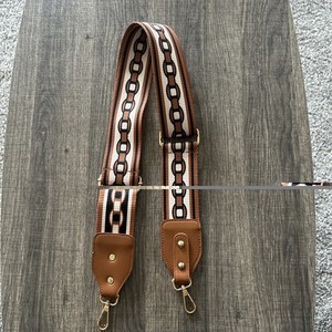Guitar/Purse Strap/Crossbody Strap Brown, White, Black Chain design