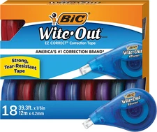 BIC Wite-Out EZ Correct Correction Tape, Tear-Resistant and No Dry Time, 18-Coun