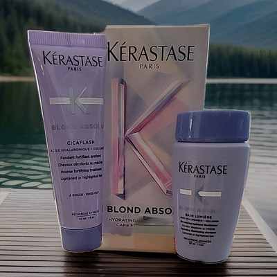 KERASTASE BLONDE ABSOLU TRAVEL DUO- SHAMPOO & CICAFLASH 1 OUNCE EACH NEW IN BOX 