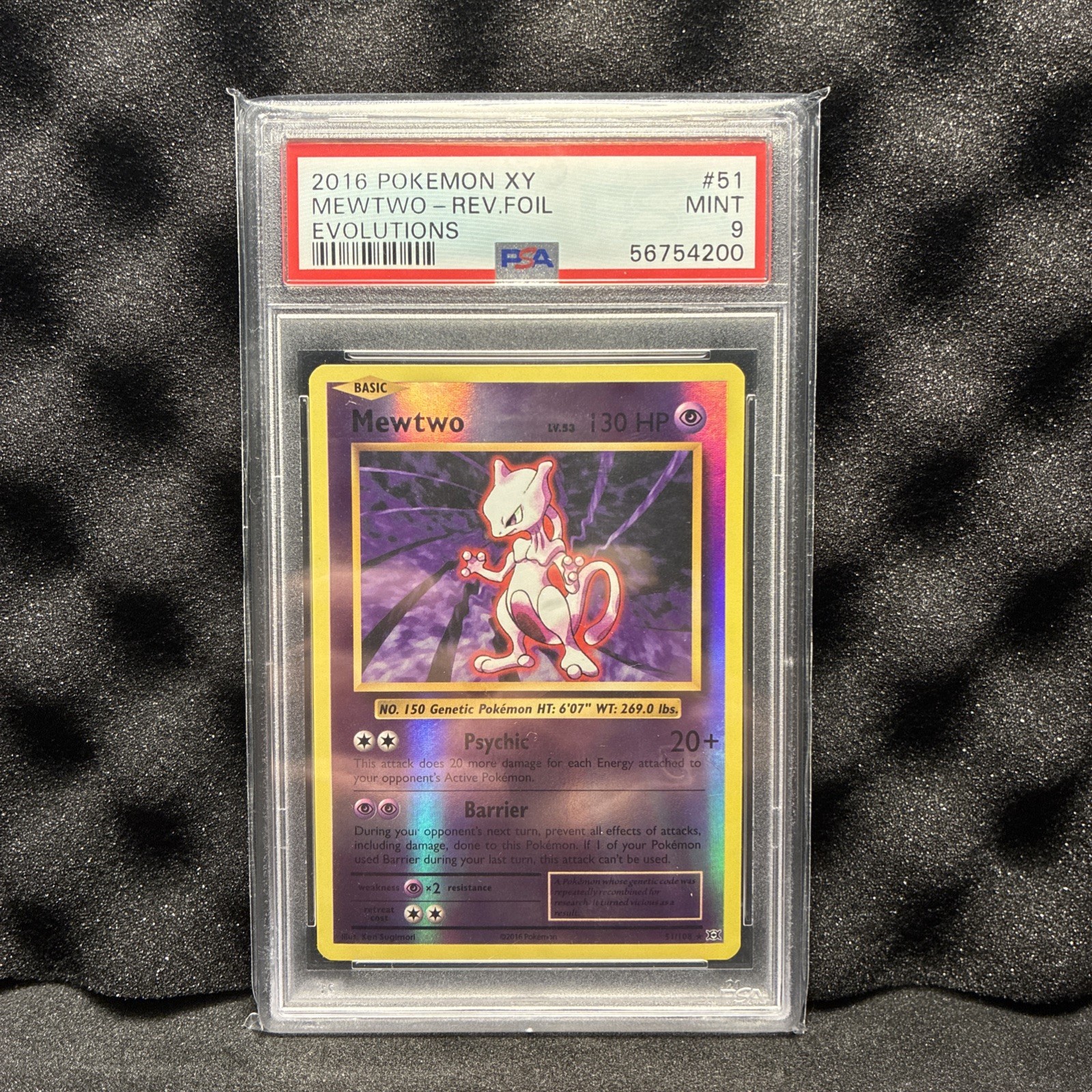 2016 Pokemon TCG XY Evolutions Mewtwo Reverse Holofoil #51 PSA MINT 9