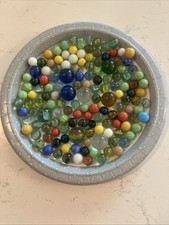 Vintage Glass Marbles Various Sizes And Colors About 2 Pounds