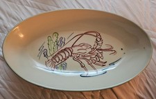 VTG. 1957 Drostdy Ware South African Rock Lobster Assoc. Oval Dish Handpainted