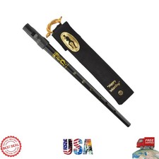 Black D Tinwhistle with Fingering Chart  Suede Pouch - Perfect Gift