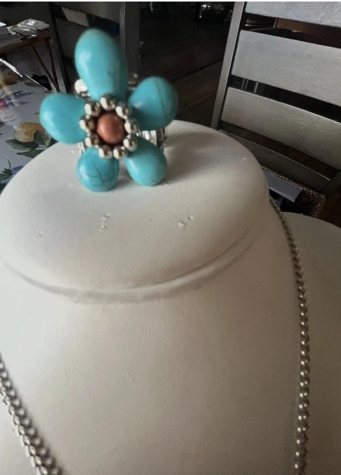 Paparazz 💙😍🔥Un Collar de Plata Piedra Turquesa con Cordón Con Pendientes Y Anillo Foto 3 de 4