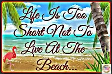 TIKI BAR ALL WEATHER METAL SIGN 8X12 MAN CAVE HAPPY HOUR BEACH LIFE IS SHORT