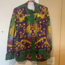 GIANNI VERSACE Collar Men's Silk Shirt Rare size xxl Sz 50 Zippered Very Rare.