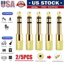 5  TRS Stereo Audio Headphone Adapter 6.35mm 1/4" Male to 3.5mm 1/8" Female Jack