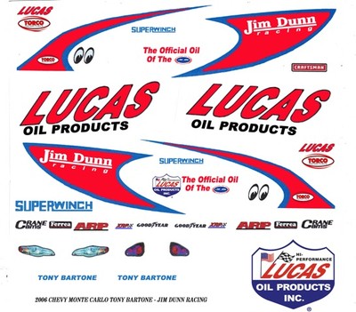 Jim Dunn Racing Lucas Oil Monte Carlo 1/43rd Scale Slot Car Decals