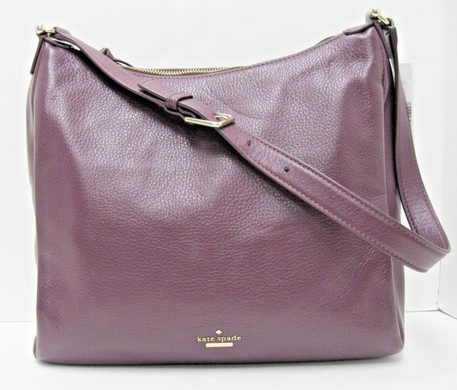 Kate Spade Purple Hobo Shoulder Bag Zip Closure Adjustable Strap Pebble
