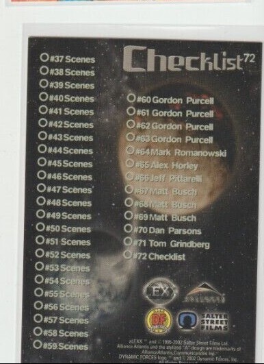 Lexx Dynamic Forces TV Show Trading Card Artistic #72 Complete Checklist  